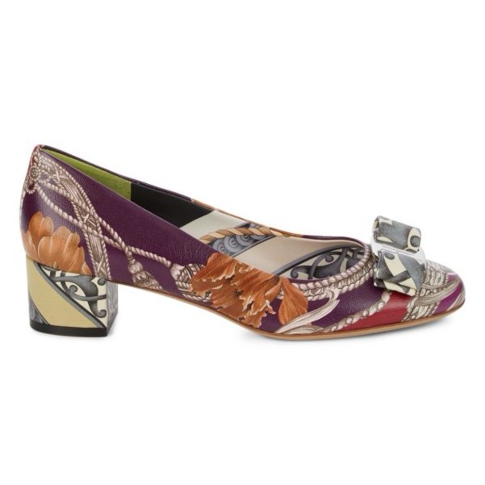 Salvatore Ferragamo Vara Printed Leather Heeled Pumps